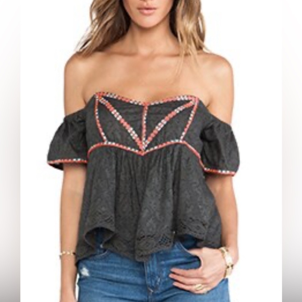 Free People Chicka Chicka Boom Boom Top Size Med Women's Off Shoulder Boho